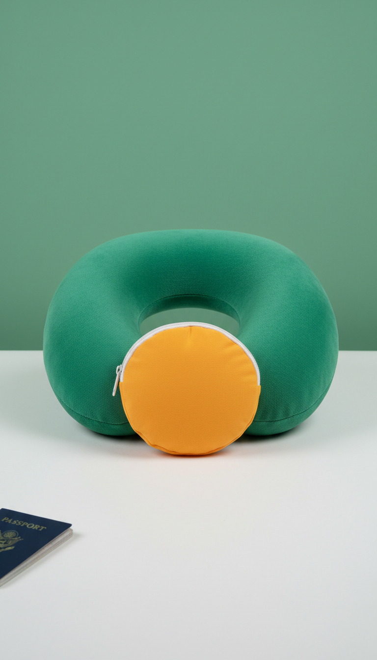 Neck Pillow With Hidden Storage Pouch